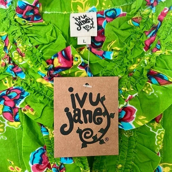 NWT Ivy Jane Floral Green Sleeveless Top - Picture 5 of 6